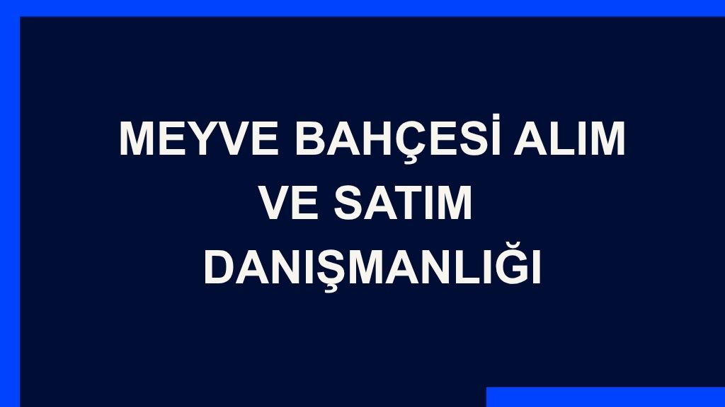 Yazı: Meyve Bahçesi Alım ve Satım  Danışmanlığı
